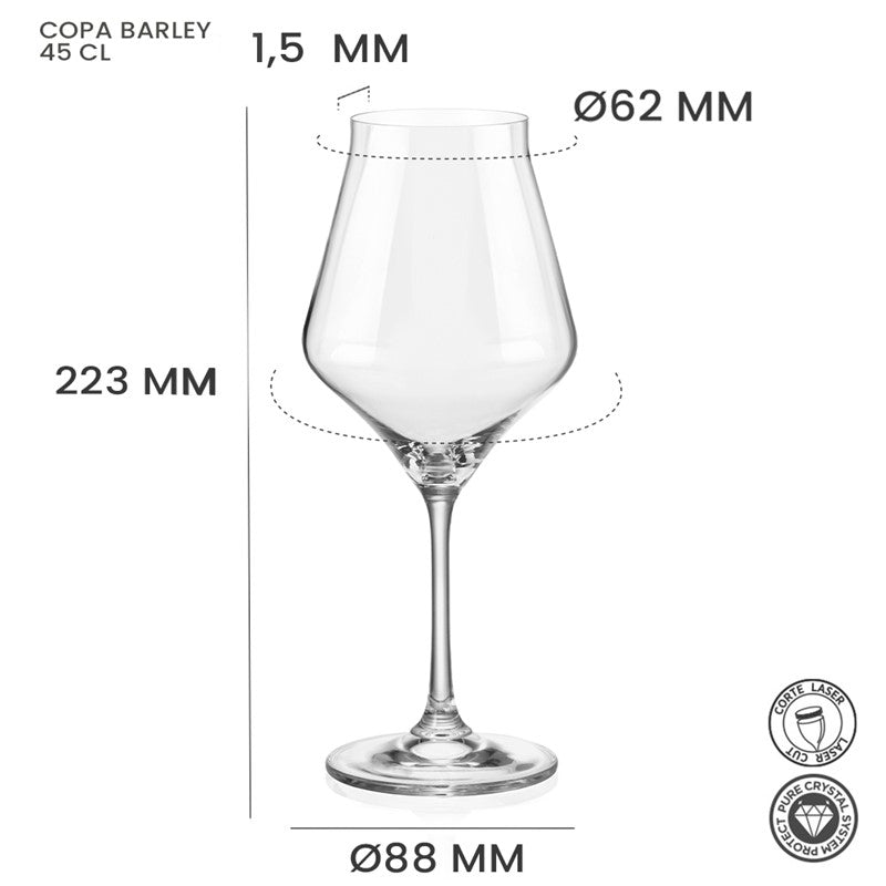 Alar Barley Wijnglas 45 cl - Doos 6 stuks - 123Glaswerk