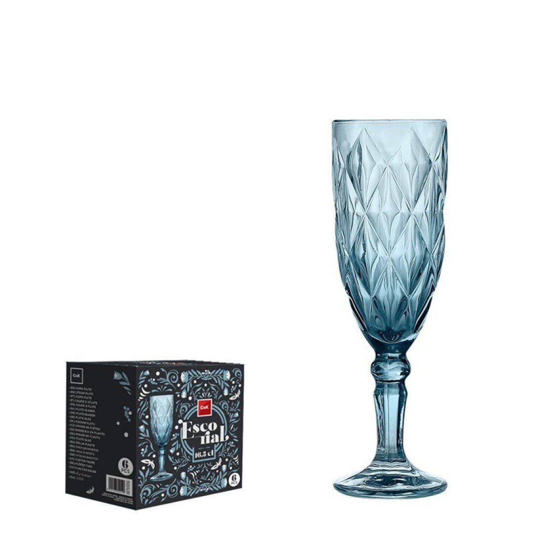Cok Escorial Champagneflute Blauw 16,5 cl - Doos 6 stuks - 123Glaswerk