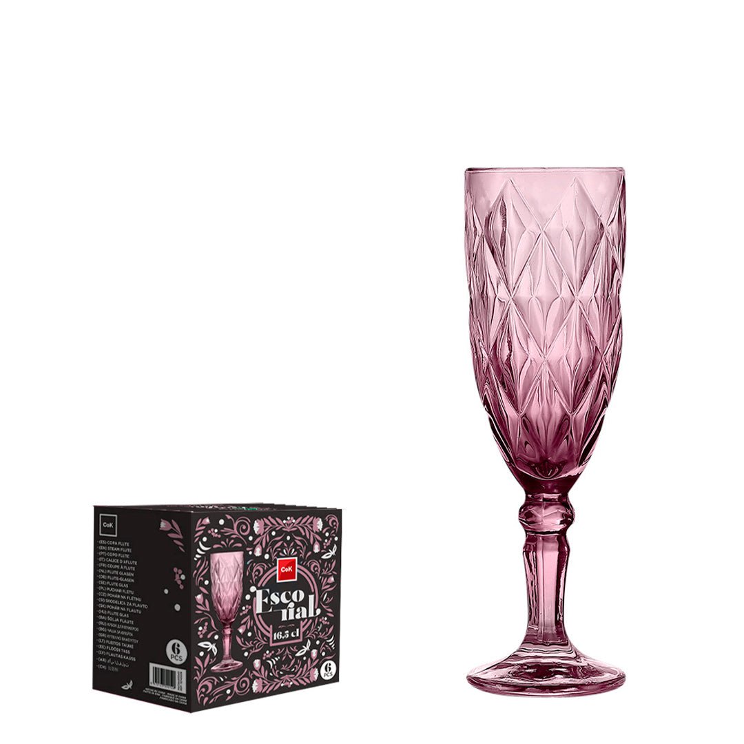 Cok Escorial Champagneflute Roze 16,5 cl - Doos 6 stuks - 123Glaswerk