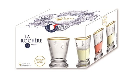 La Rochère Abeille Tumblerglas Goudrand 26 cl - Doos 4 stuks - 123Glaswerk